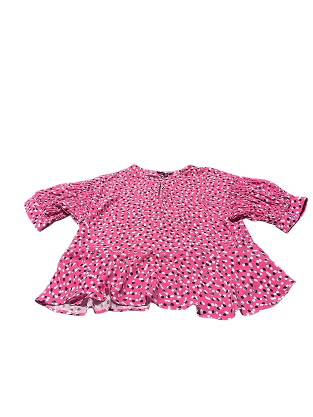 Zac & Rachel Hot Pink Polka Dot Peplum Top